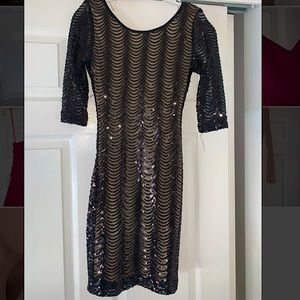 Black midi sequin dress